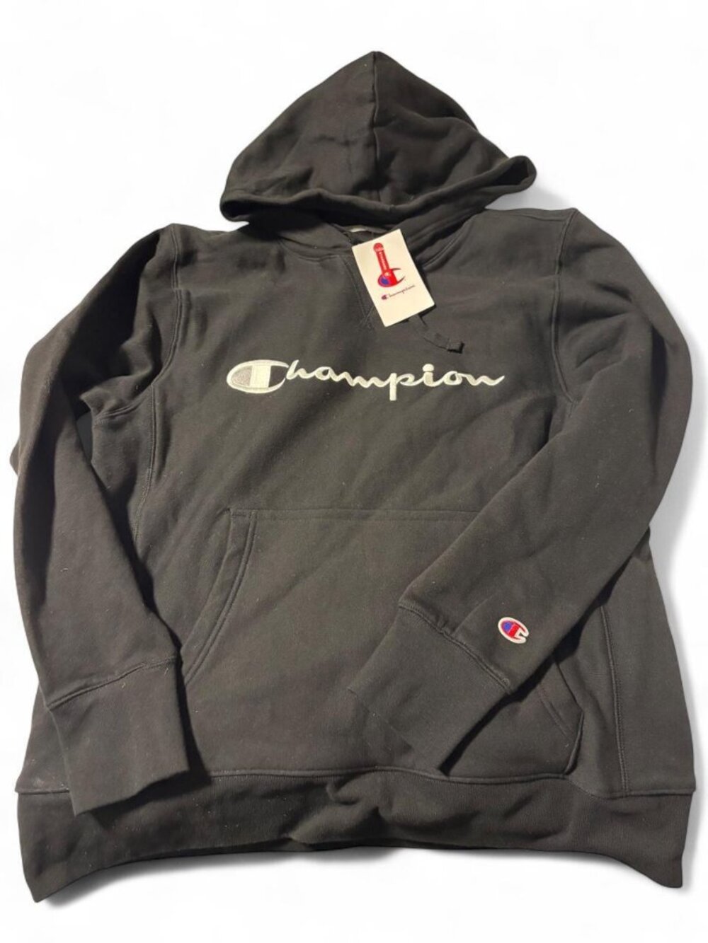 Champion Black Script Logo Hoodie Size S New With Tags